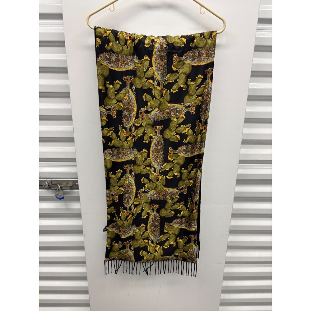 Dolce & Gabbana 90s Wool Silk Scarf Cactus Print Made in Italy